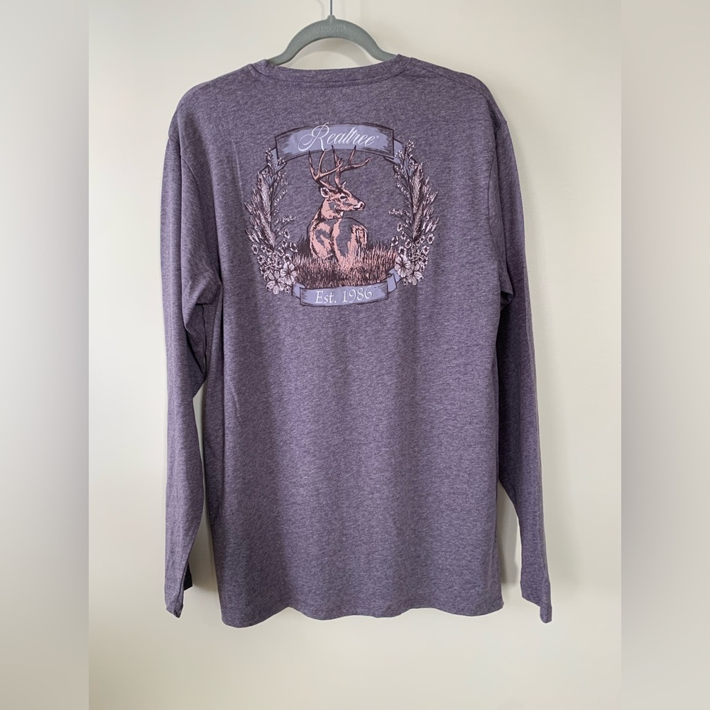 Realtree purple elk deer with flower Tee Shirt NWOT